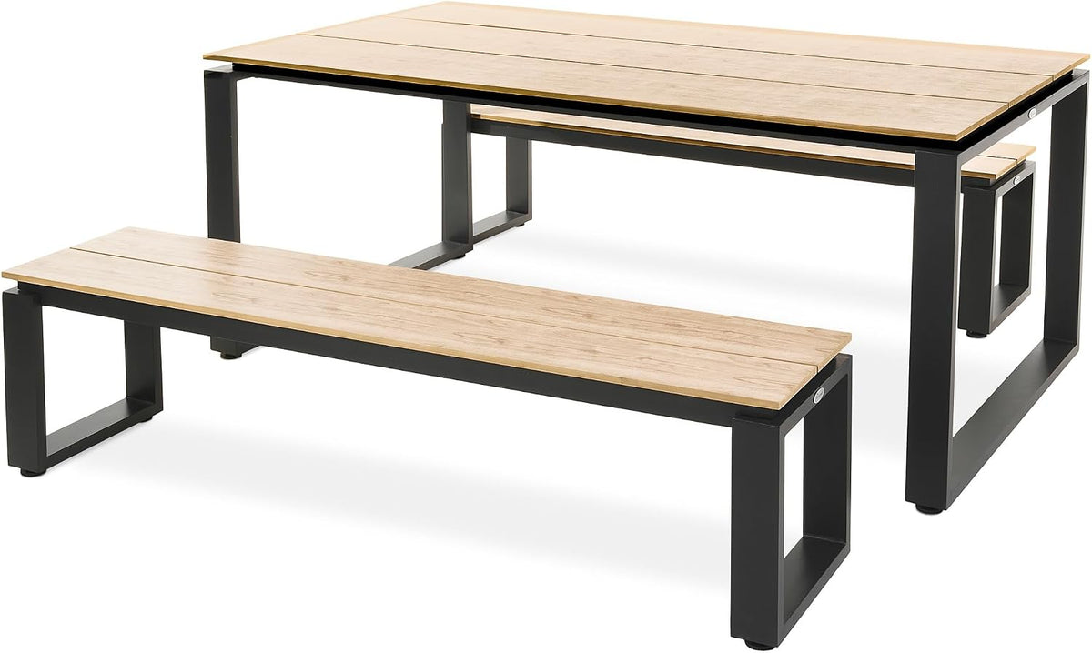 di volio Gartenmöbel-Set Aluminium mit 2 Gartenbänken Outdoor Garten Trento