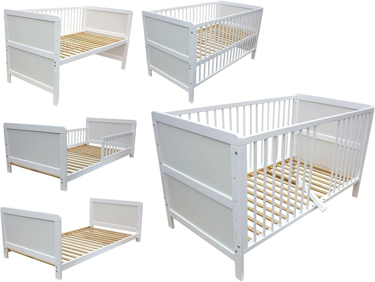 Micoland Kinderbett Juniorbett Beistellbett Babybett 3in1 weiß