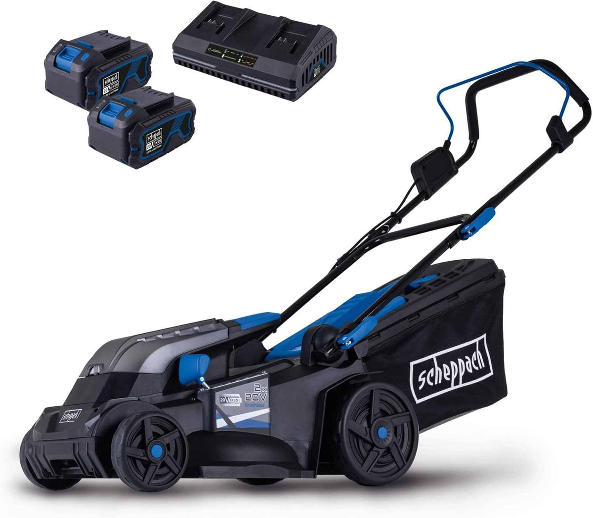 Scheppach Akku Rasenmäher BC-MP380-X mit 38cm Schnittbreite, für 450-500m²