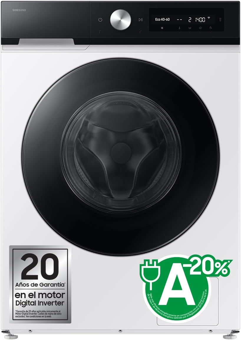 SAMSUNG WW11DB7B94GEU3 Waschmaschine, 11 kg, SmartThings und AI Ecobubbe, Klasse A, Weiß