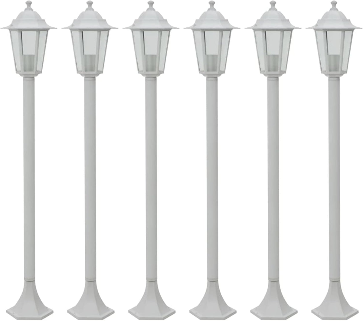 Garten-Pollerleuchte 6 STK. E27 110 cm Aluminium Weiß Gartenpfostenleuchten Model44215
