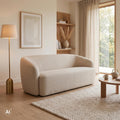 MR. DEKO Lounge Sofa Loconia Beige 2,5-Sitzer I Skandinavische Couch mit Strukturstoff I Moderne Wohnlandschaft mit Armlehnen I Indoor Sitzmöbel 170cm