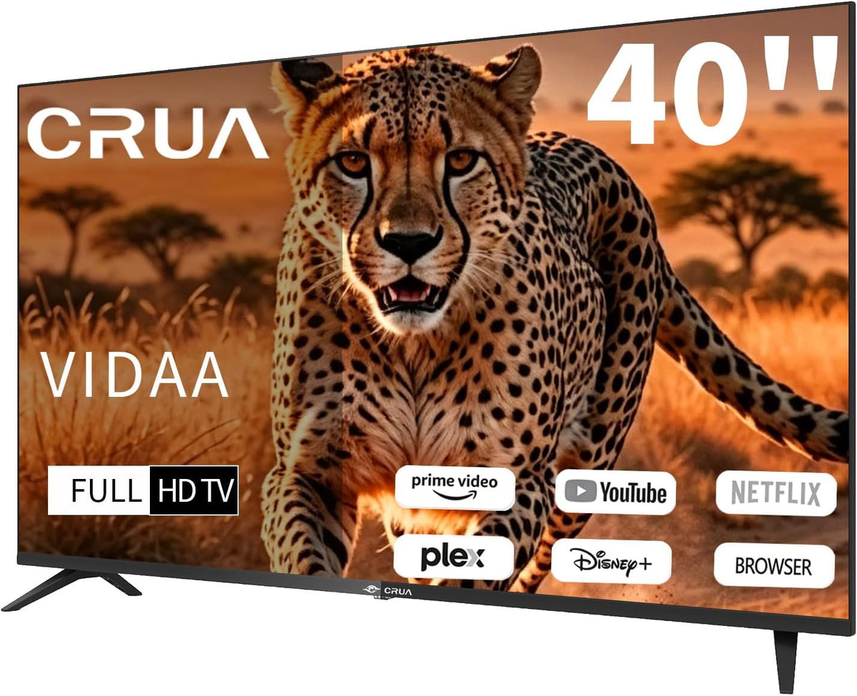 CRUA VIDAA Smart TV,101(40 Inch) TV,1920x1080P Full HD TV, LED TV with HDMI/USB/AV IN/Triple Tuner DVB-T2/T/C/S2/Compact and Smart for Your Home