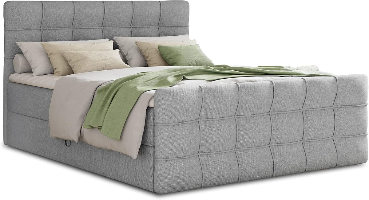 Sofnet Boxspringbett Best Lux mit Fußteil, Bonell-Matratze, Bett, 160 x 200 cm, 2 Bettkästen und Topper, Doppelbett, Polsterbett, Betten, Bettgestell