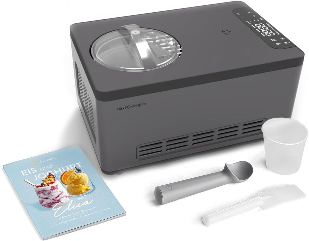 SPRINGLANE 2 in 1 Eismaschine & Joghurtbereiter Elisa 2,0 L mit selbstkühlendem Kompressor 220 W, Eismaschine