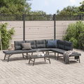 IKAYAA 5 TLG Loungemöbel Set Aluminium, Gartenlounge Outdoor aus Alu, Gartenlounge XXL, Gartenmöbel 8-15 Personen, Terrassenmöbel außen