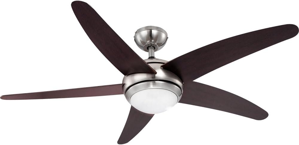 GLOBO Deckenventilator Raumkühler Deckenleuchte Lüfter Wohnzimmerlampe Ventilator mit Fernbedienung, 1x E14,132 cm, braun silber, 3 Geschwindigkeiten