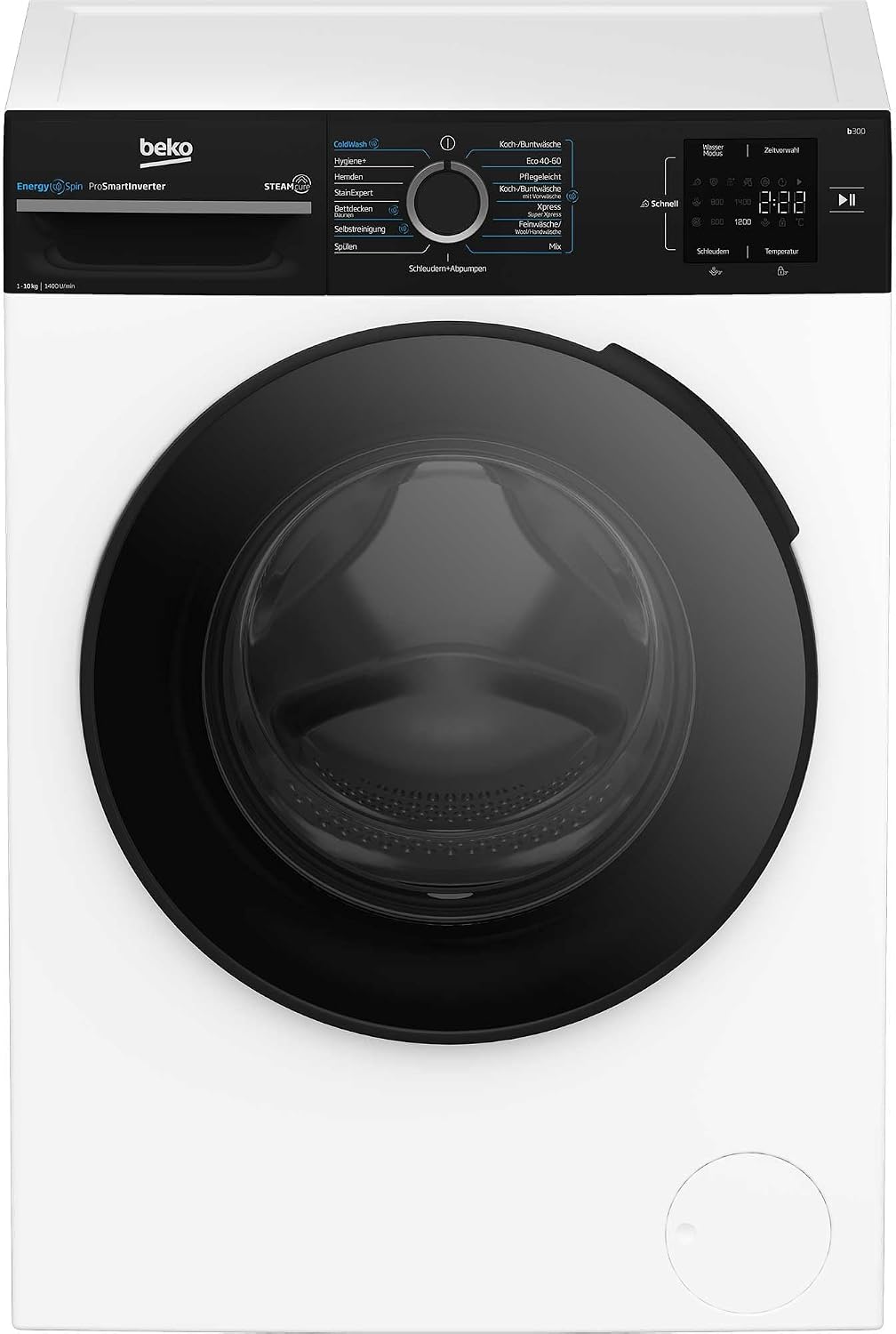 Beko BM3WFU31041R Waschvollautomat, Waschmaschine, 10 kg, Schleuderwahl 1400 U/min, EnergySpin, SteamCure Dampffunktion, allergikergeeignet, Weiß