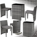 tectake Poly Rattan Bistroset mit Aluminium Gestell, Gartenmöbel Set mit 2 Stühlen & Tisch, Sitzgruppe für Garten, platzsparend zusammenschiebbar