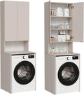 PLATAN ROOM Waschmaschinenschrank Badezimmer Hochschrank Überbauschrank für Waschmaschine und Wäschetrockner 210 x 66 x 50/56 cm weiß