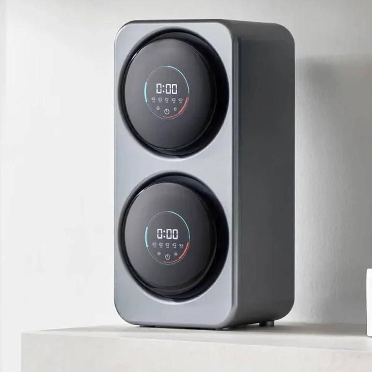 Mini-Waschmaschine und Trockner 2 in 1, 2 x 3,5 l, mit LCD-Touchpanel/intelligenter Selbstreinigung, unabhängigem Waschprogramm