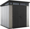 Keter Artisan 7x7 Gerätehaus, 214x218x226cm, Wetterfestes Gartenhaus mit Boden, für Outdoor-Aufbewahrung, Pultdach, Doppeltüren & Fenster, 8,3 m³