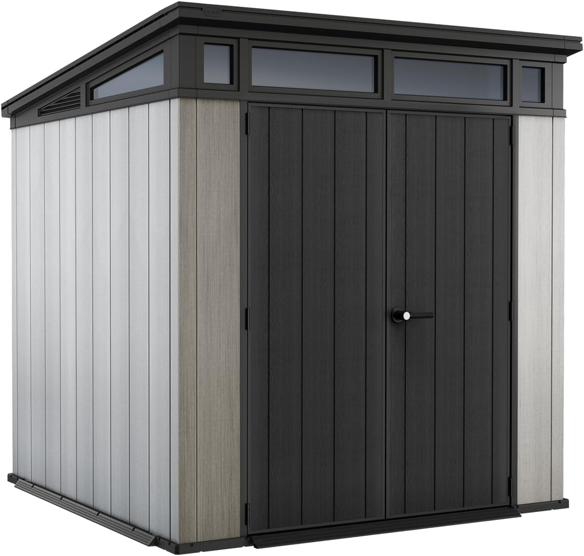 Keter Artisan 7x7 Gerätehaus, 214x218x226cm, Wetterfestes Gartenhaus mit Boden, für Outdoor-Aufbewahrung, Pultdach, Doppeltüren & Fenster, 8,3 m³