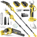 8 Zoll Mini Kettensäge & Akku Elektro Astschere, 4-in-1 Gartenwerkzeug Mit Bürstenlosem Motor, Teleskopstange Bis 4.2m, 2×4.0Ah Akkus, FüR Baumzweige