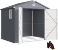 Outsunny Gerätehaus 4,1m², 240 x 190 x 228 cm, Geräteschuppen mit Satteldach, Gartenhaus für Garten Dunkelgrau