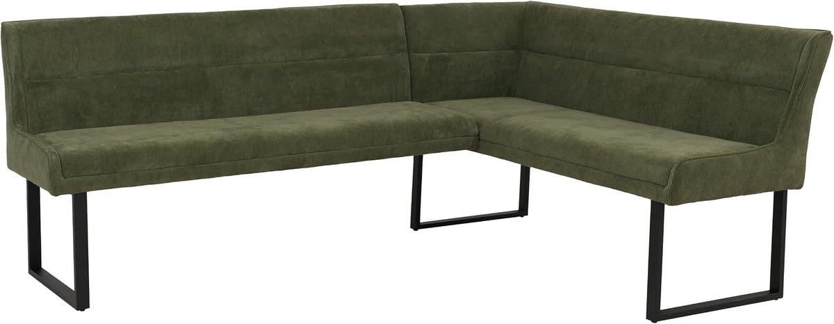 Mendler Eckbank HWC-O81, 210x159cm, Chenille Metall, grün